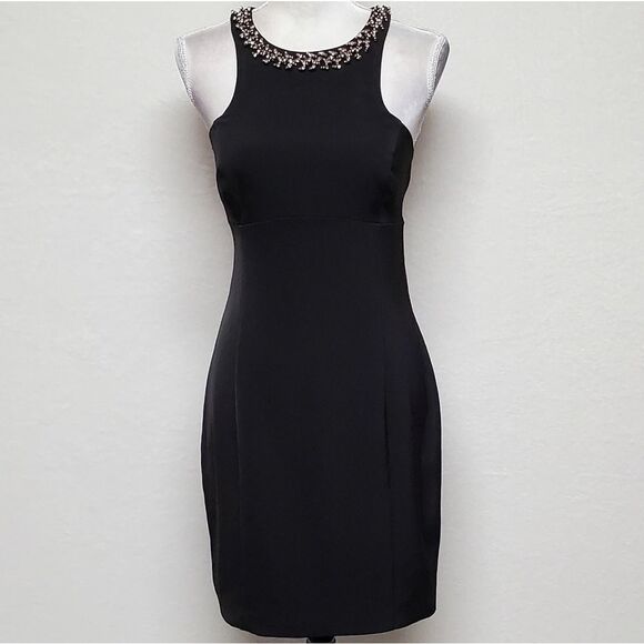 VINTAGE Express Black Beaded Crystal Racerback Sheath Cocktail Dress Statement - Picture 4 of 15